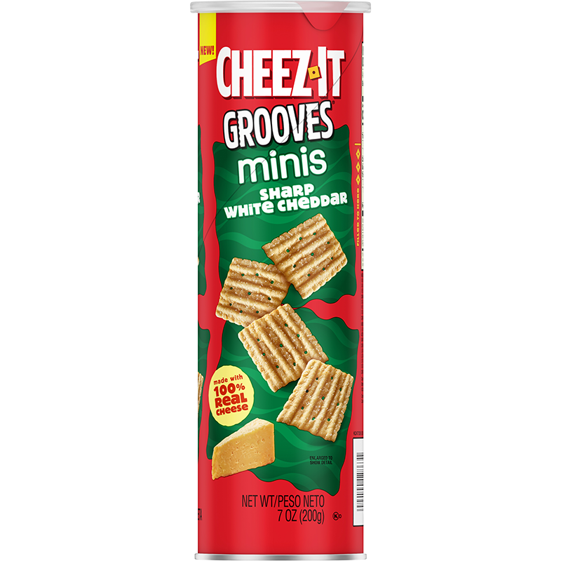 Cheez-It® Grooves® Minis Sharp White Cheddar Crackers Canister Image