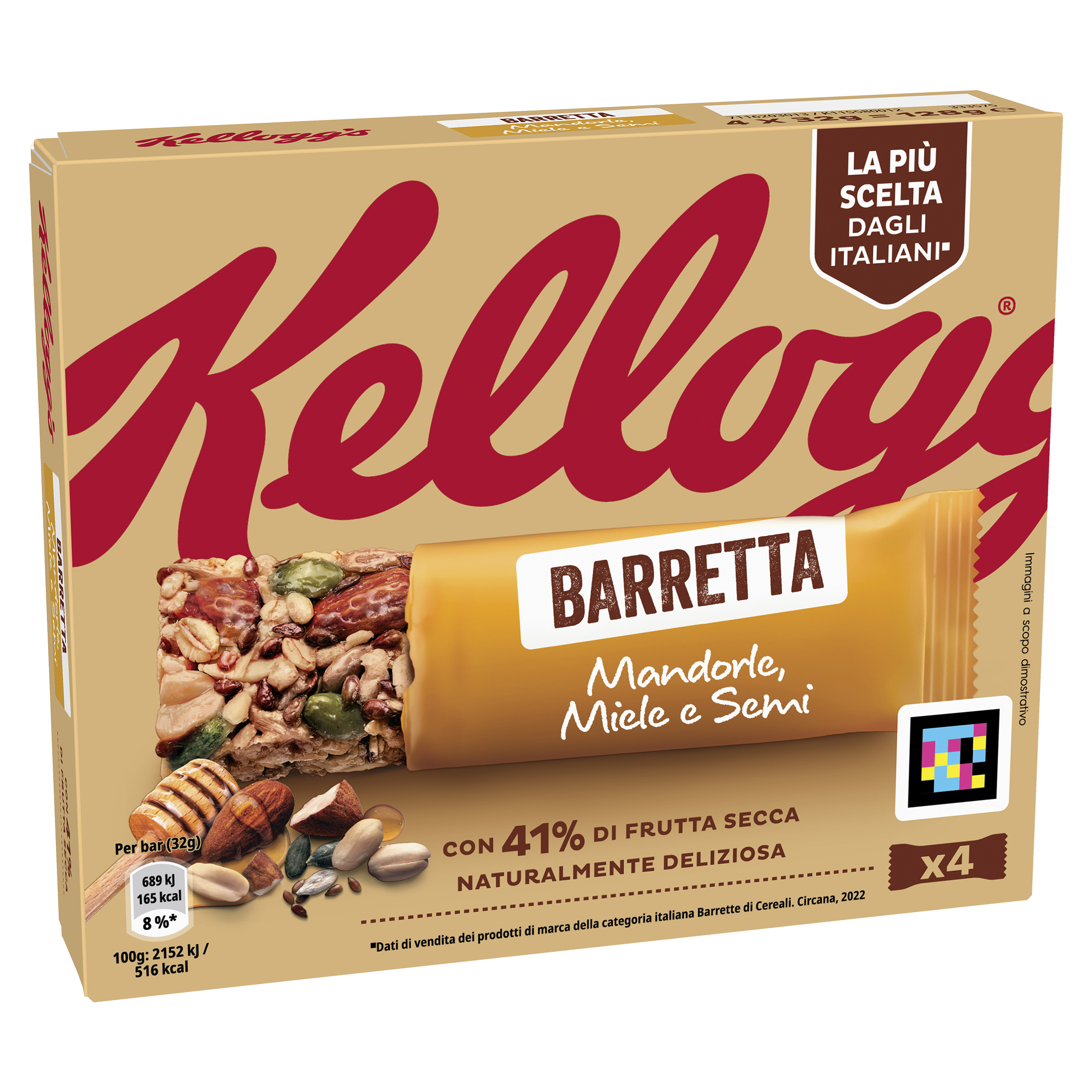 Kellogg's Barretta Mandorle, Miele e Semi