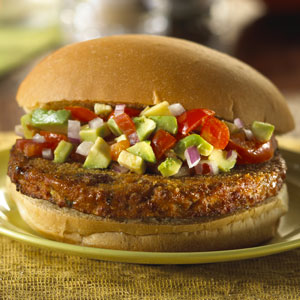 Cumin Crusted Black Bean Burger with Avocado Relish Recipe