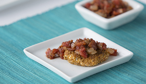 Crispy Goat Cheese Medallions with Spicy Tomato Relish