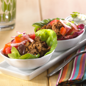 Greek Style Lettuce Tacos Filled with Crumbles Recipe