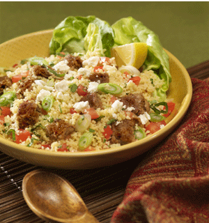 Tabbouleh-Style Couscous with Veggie Burgers Recipe