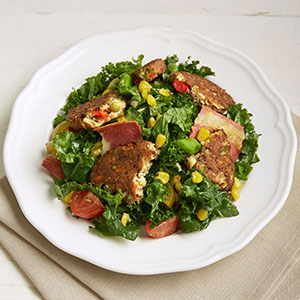Grilled Corn & Quinoa Burger Salad