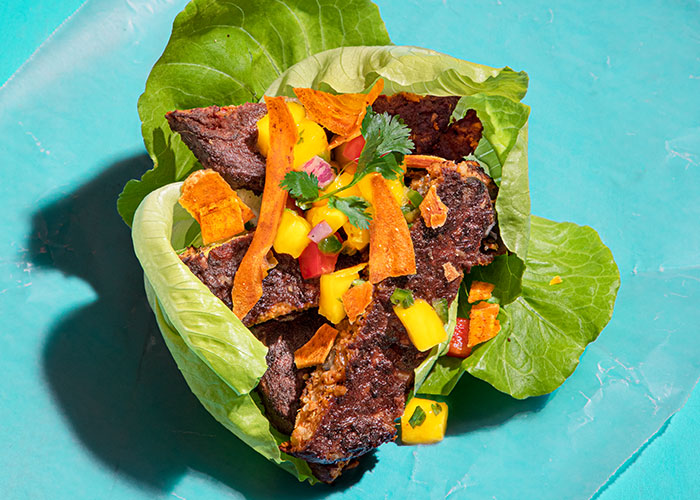 MorningStar Farms® Black Bean Burger Lettuce Wraps with Mango Salsa and