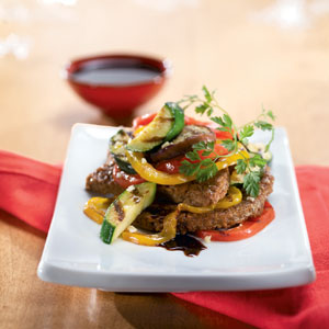 Burgers with Chunky Grilled Vegetables Recipe