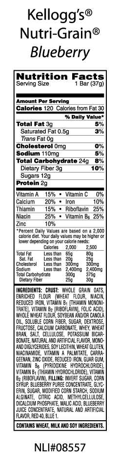nutri grain blueberry bars ingredients