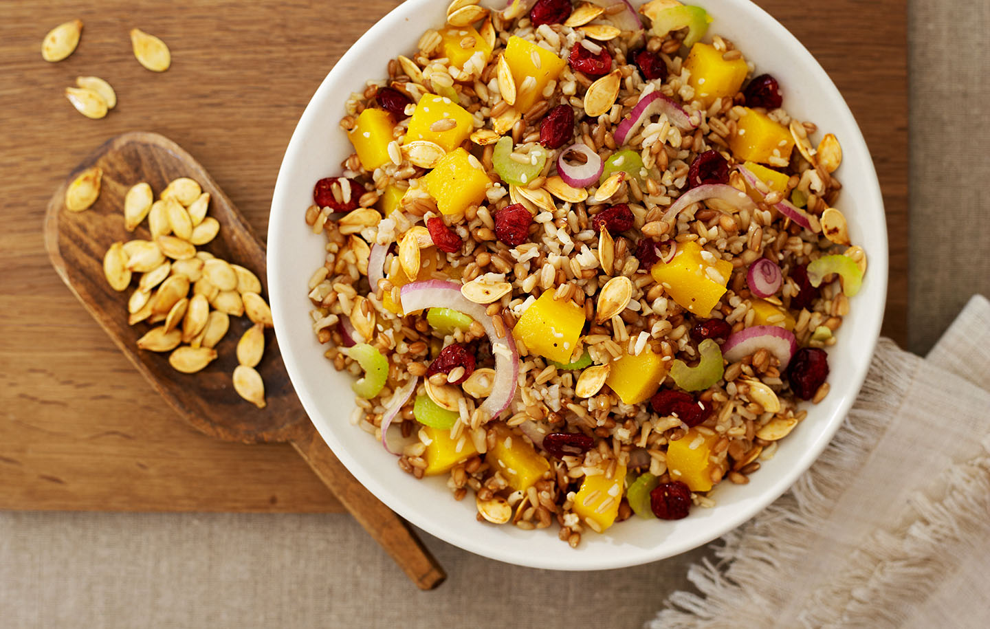 Autumn Kashi® Pilaf Salad with White Pumpkin and Cranberries Recipe