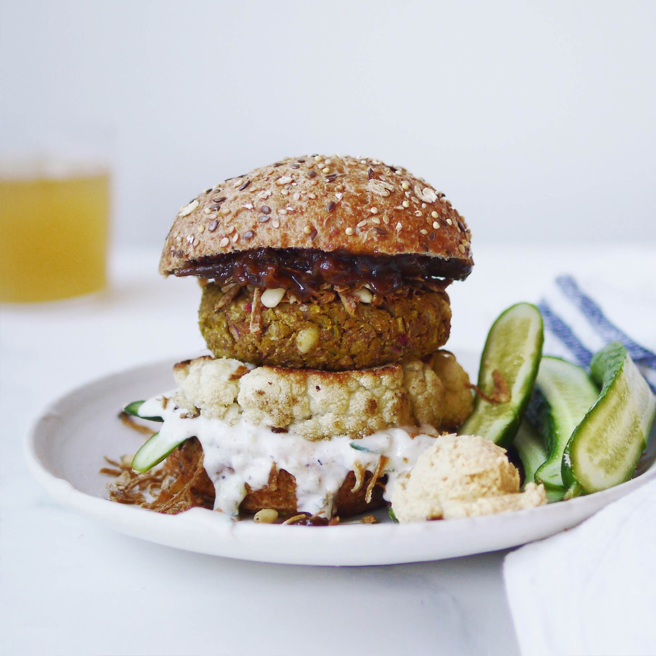 AllBran* IndianInspired Chickpea Burgers with Crispy Onions AllBran*