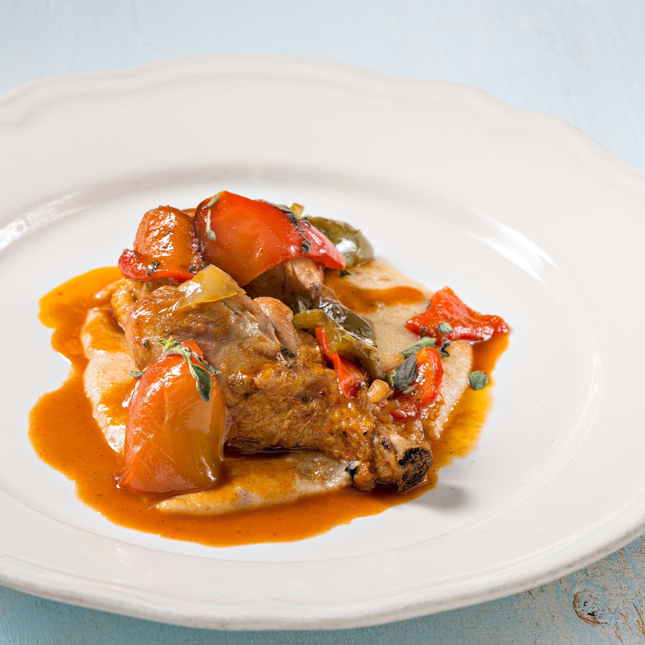 Cornish Hen Cacciatore with Roasted Shepherd Peppers and AllBran