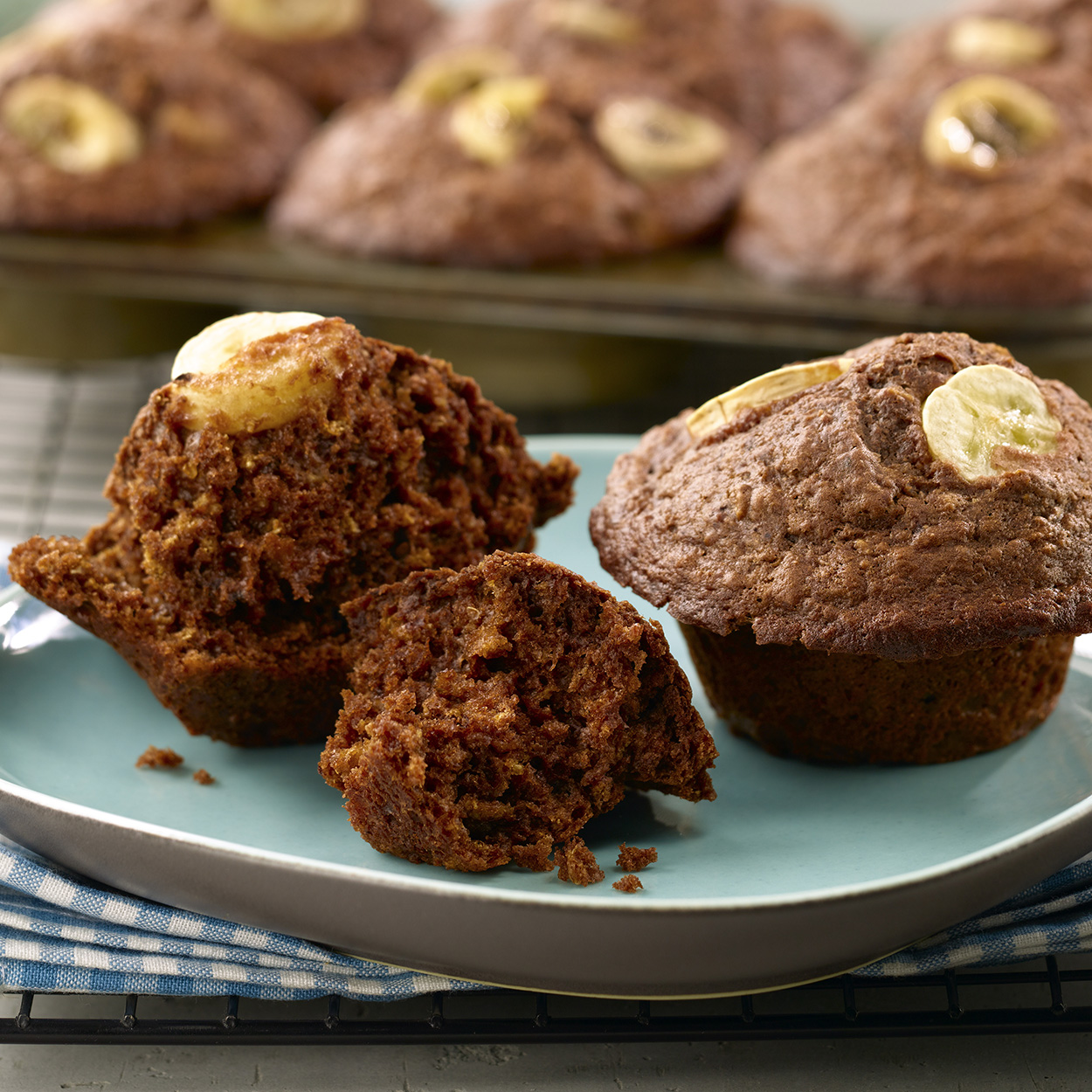 Muffins son, banane et cacao recette