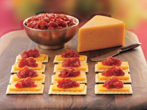 Cheddar and Tomato-Jam Canapés