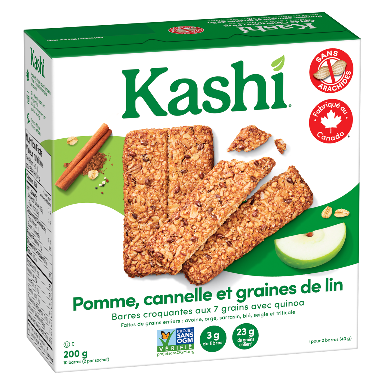 Barres croquantes Kashi* aux 7 grains avec quinoa – Pomme, cannelle et graines de lin