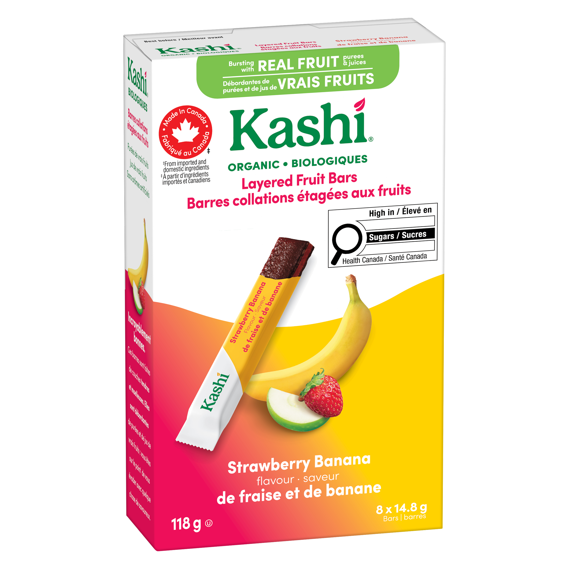 Barres Collations &Eacute;tag&eacute;es aux Fruits Kashi* Fraise et Banane 