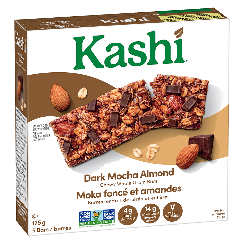 Barres tendres de céréales entières Kashi* Moka foncé et amandes