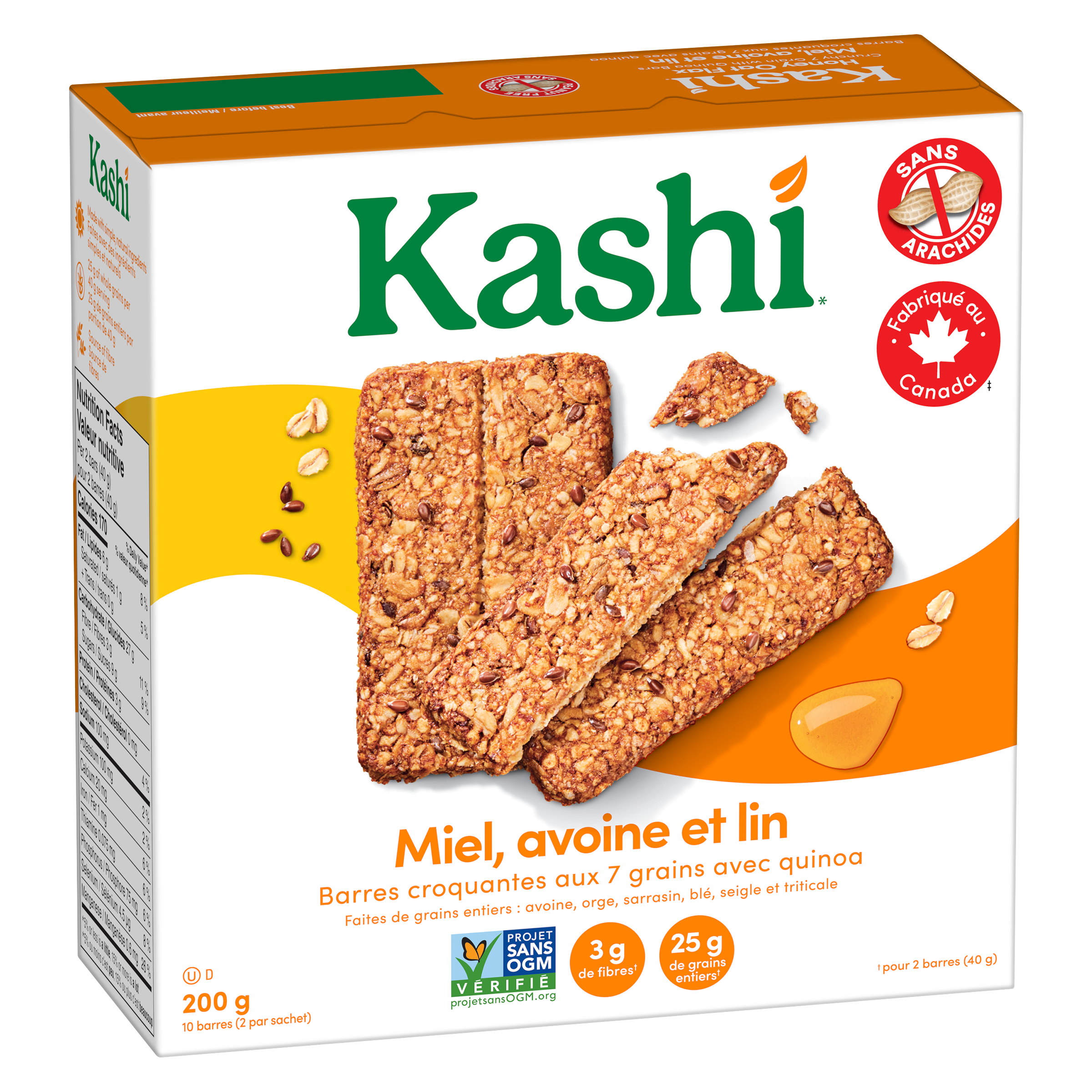 Barres croquantes aux 7 grains avec quinoa Kashi* Miel, avoine et lin