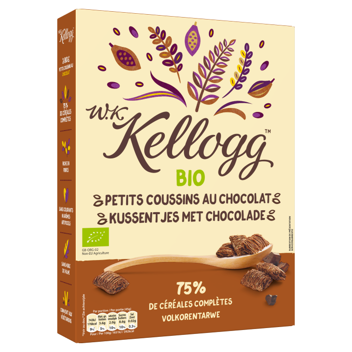 W. K. Kellogg Bio Kussentjes met Chocolade 