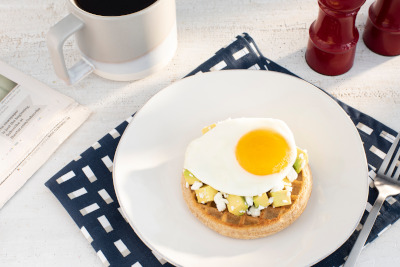 RECIPE L'Eggo With Eggo® with Avocado and Goat Cheese