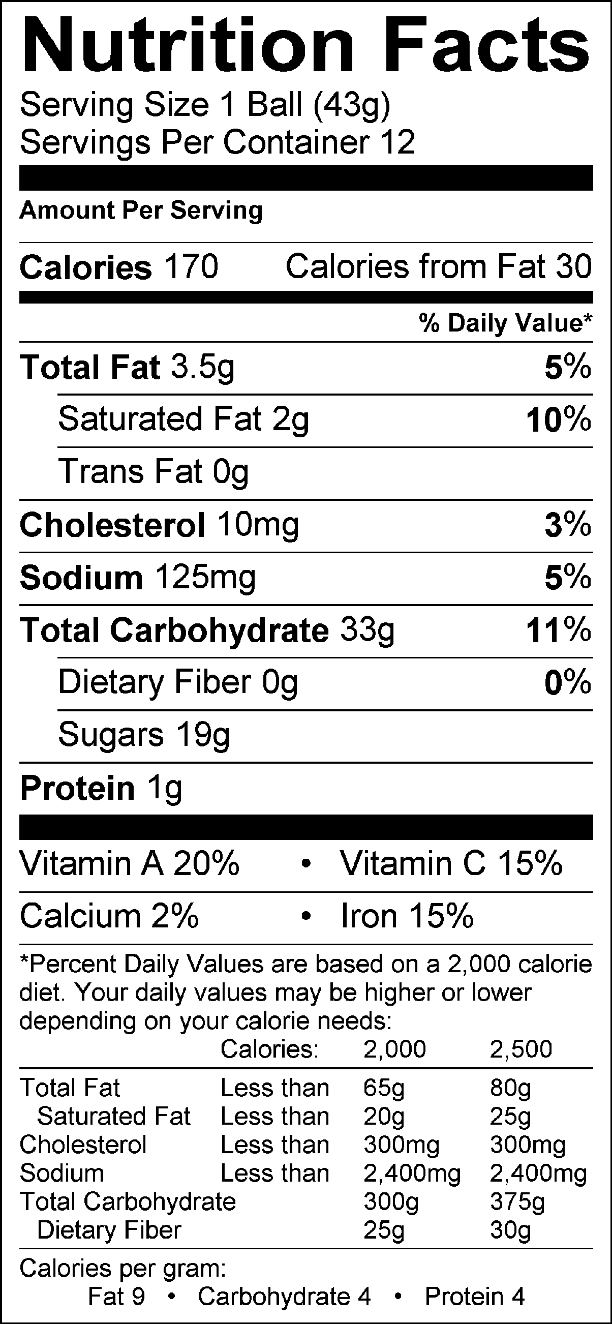 Nutrition Label