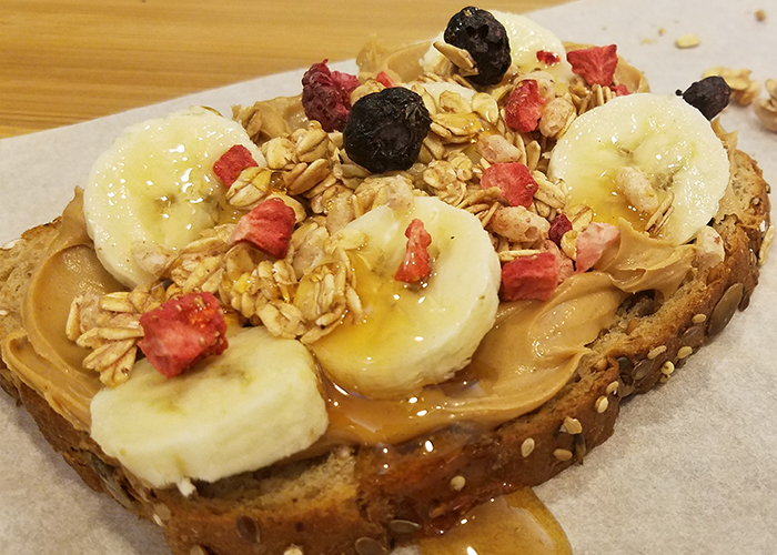 Peanut Butter, Banana, Triple Berry Granola & Honey Toast