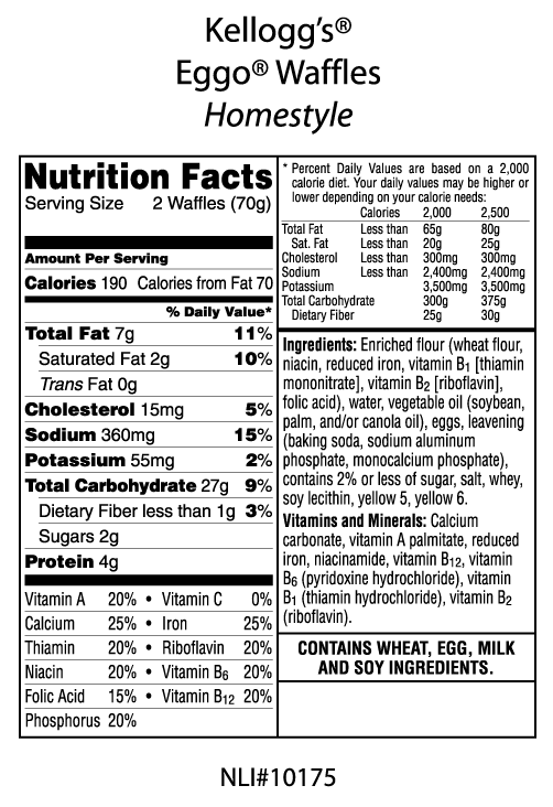 Wegmans Frozen Waffles Nutrition Facts