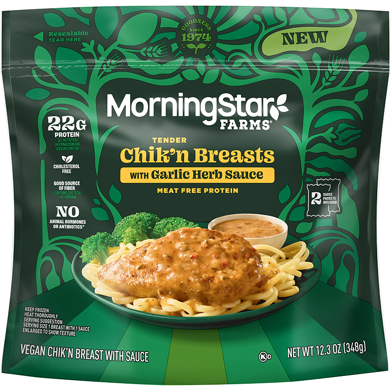 MorningStar Farms® Vegan Chik’n Breasts with Garlic Herb Sauce