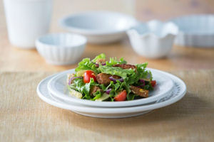 Roasted Vegetable-Black Bean Burger Panzanella Salad
