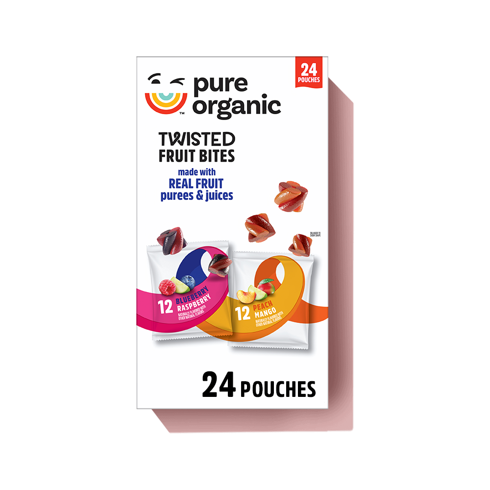 Pure Organic Twisted Fruit Bites Blueberry Raspberry & Peach Mango Variety Pack Image