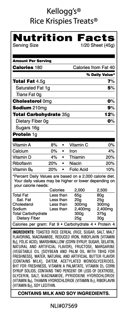 Rice Krispies Treats Nutrition Facts Gluten Free